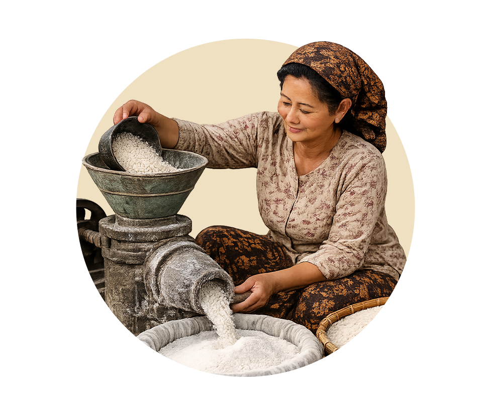 Traditional flour-making process